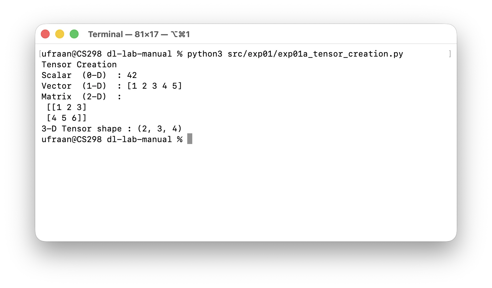 Tensor creation